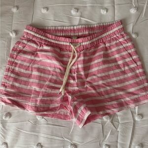 J. Crew Pink and White Athletic Shorts with Elastic Waistband